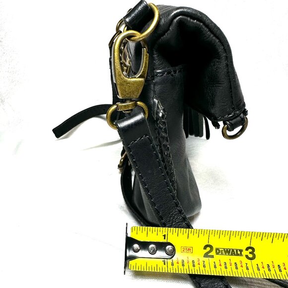 Lucky Brand Black Leather Crossbody Bag Expandable with Adjustable Strap - Picture 5 of 8